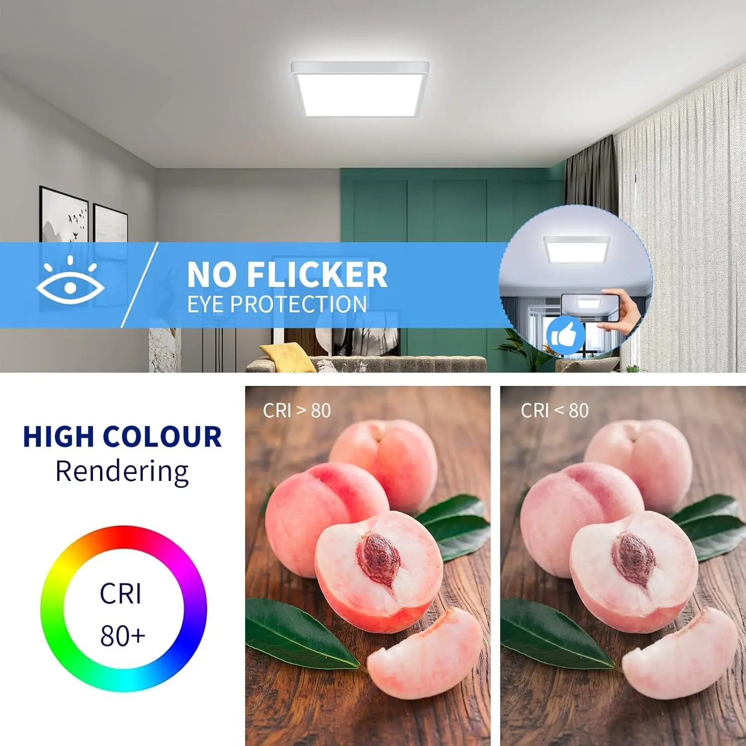 Smart LED Ceiling Lamp Wood Grain App Voice Control Alexa/Google Remote Control S424a331461cd47fb9db3155949ee1861D