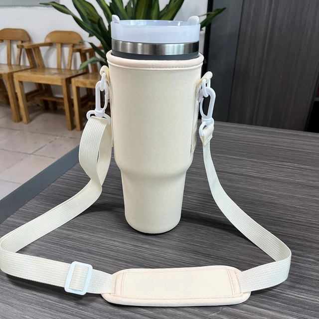 Bolsa de transporte para botella de agua Stanley Quencher de 40 onzas con  asa, bolsa de neopreno para botella de agua con correa de hombro ajustable