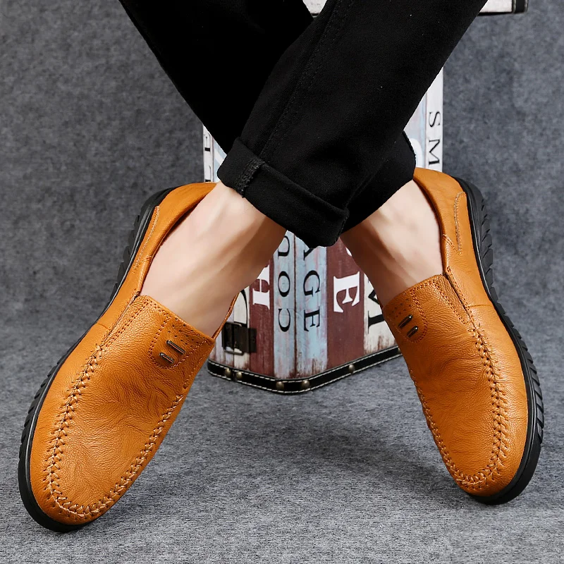 Men's Comfortable Soft Sole Slip-on Loafers Versatile Casual Business Formal Leather Shoes leather shoes