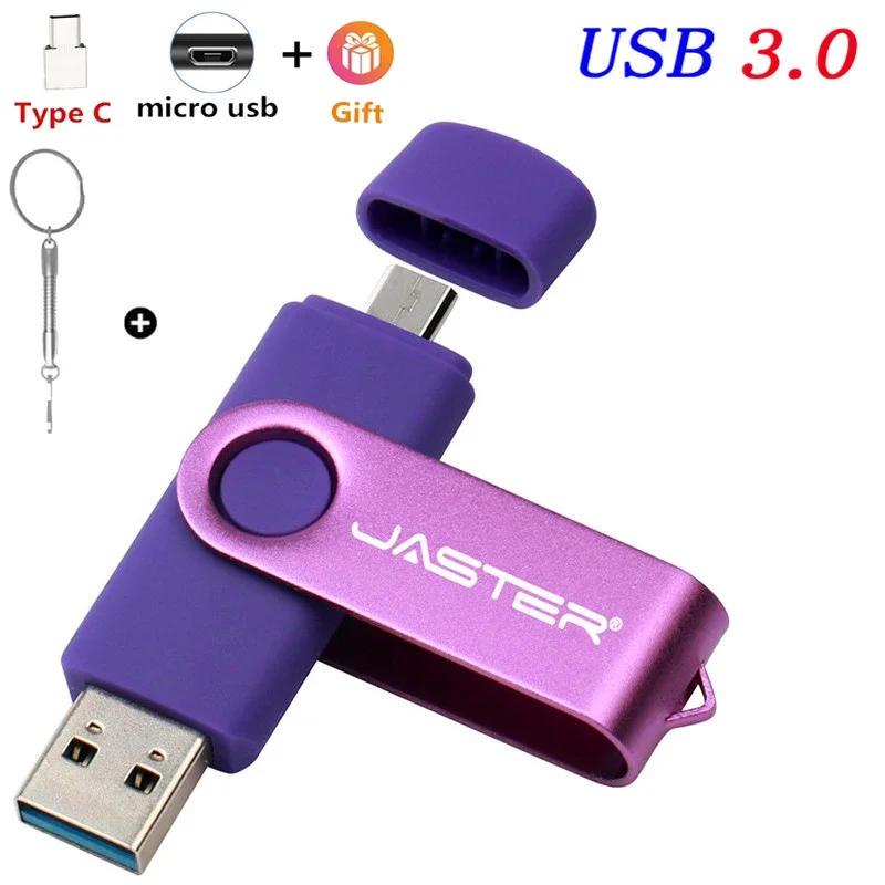 Flash Drive High speed USB 3.0 OTG Metal 3 in 1 4GB 8GB 16G 32GB 64GB Gifts Key Chain