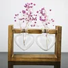Wooden Frame Glass Vase Hydroponic Plant Vase Vintage Flower Pot Table Desktop Bonsai  Heart Shape Home Decoration Wedding Vase 6