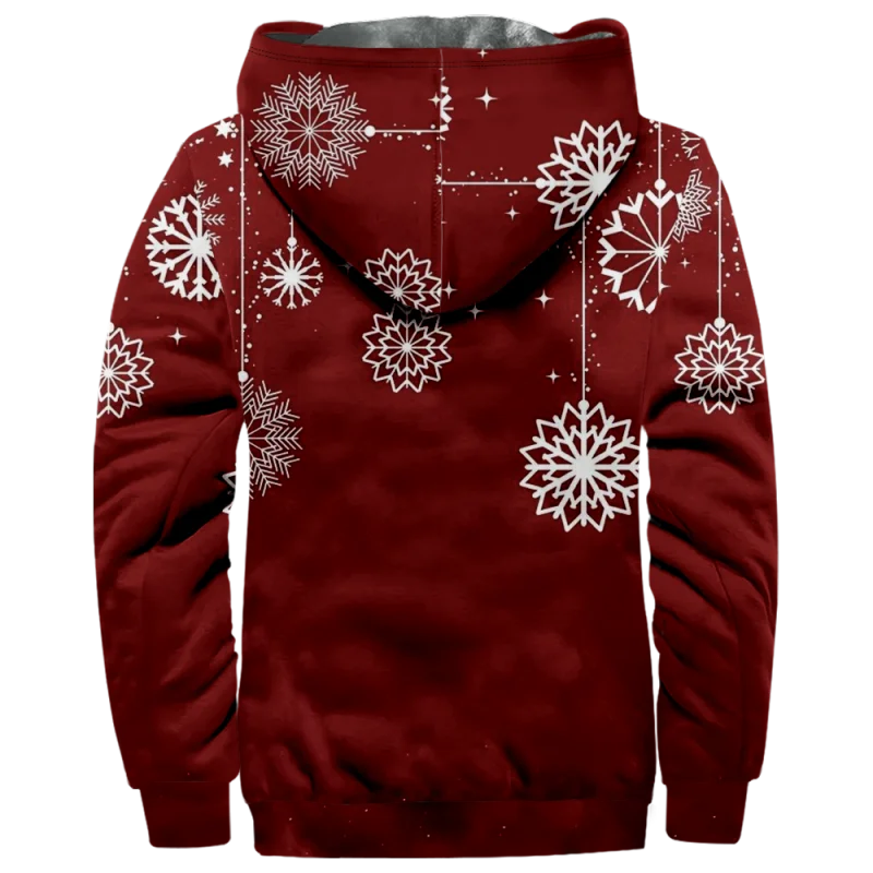 Christmas Creative Cotton Coat Hooded Sweater Casual Print Men's Fur Loop Arctic Velvet Zipper Patch Pocket Hooded Sweater a12
