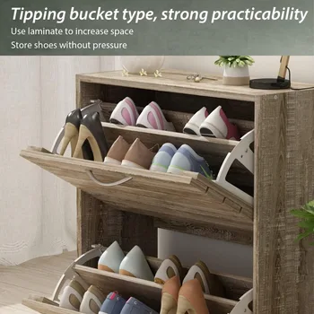 Shoe Storage Cabinet with 2 Flip Drawers for Entryway, Modern, Freestanding Rack Organizer (22.4”W x 9.4”D x 29.5”H) 6