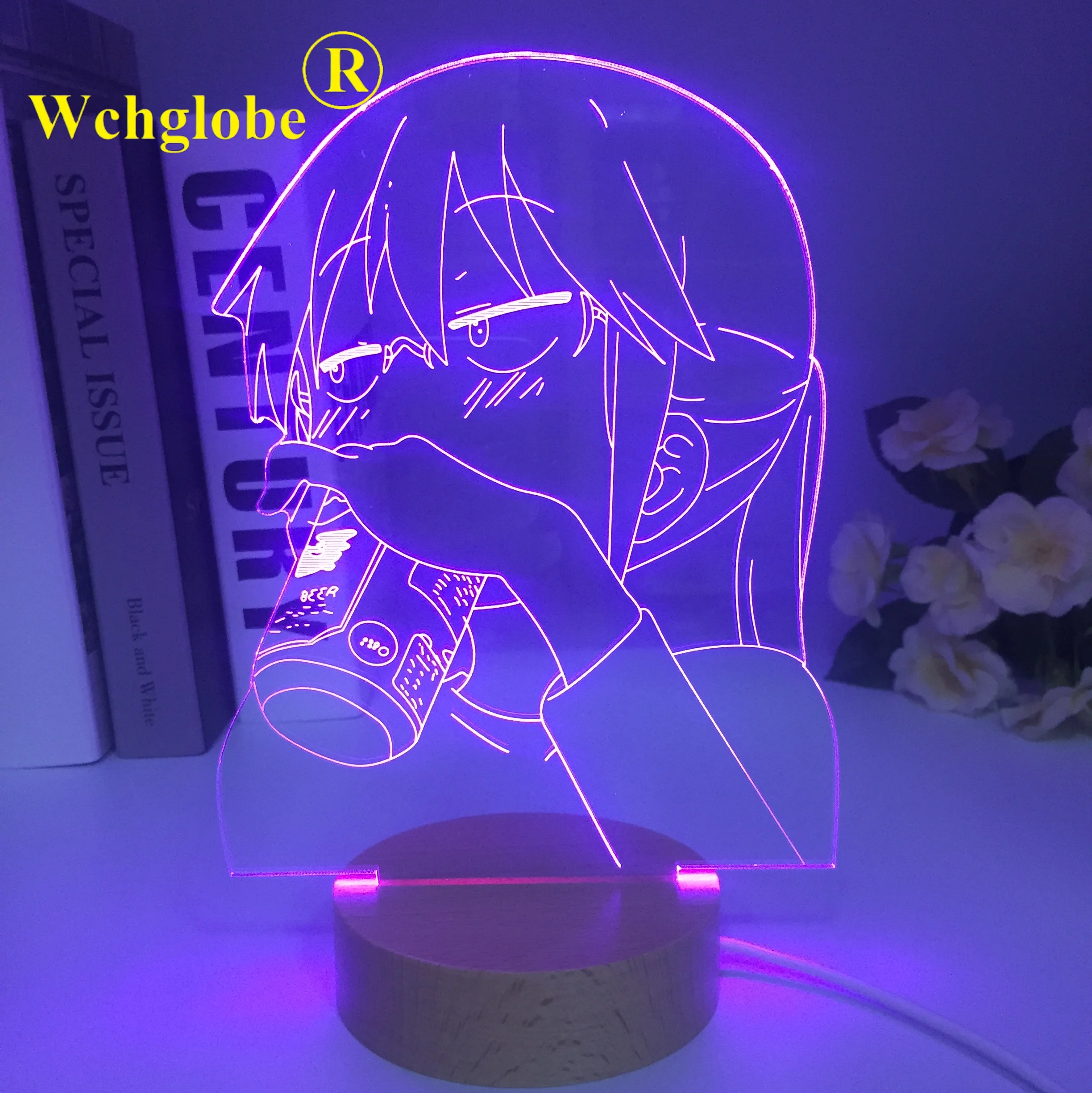 

Kobayashi's Dragon Maid Anime Miss Figure Kobayashi LED Night Light for Bedroom Decoration Birthday Gift Lamp Wooden 3D Light