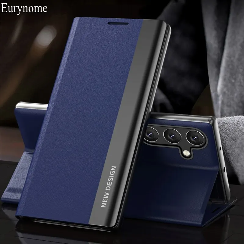 Premium Litchi Leather Shockproof Flip Case with Side Window & Stand Feature