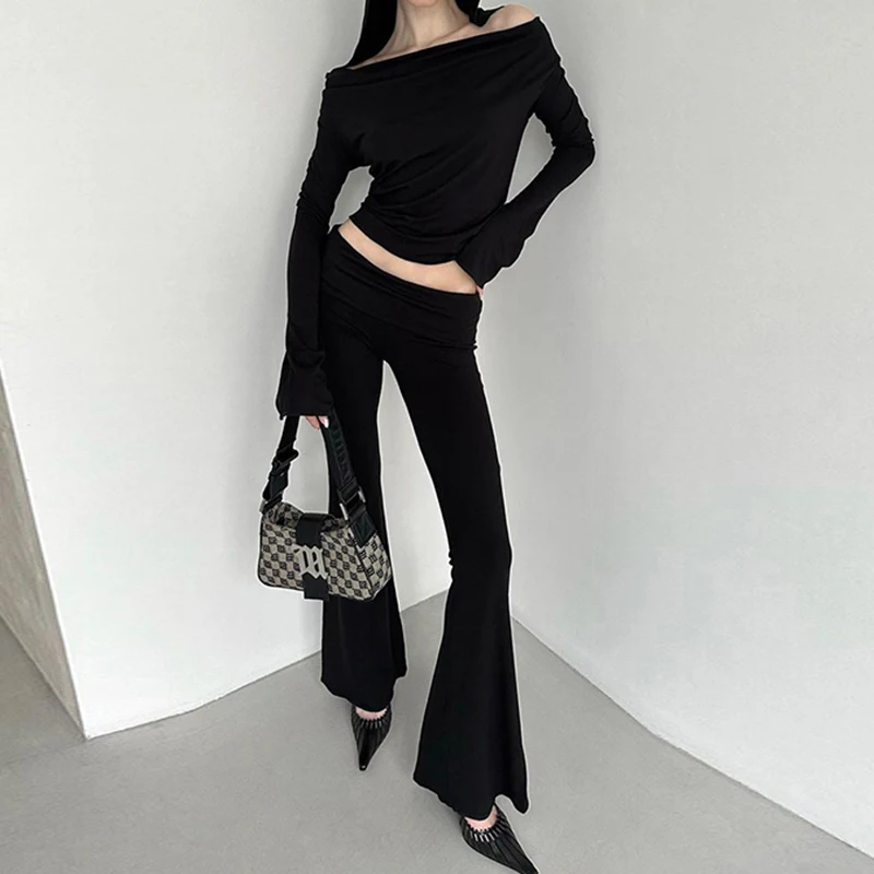 Basic Slim Fit Hooded Crop Top Elastic Long Sleeve Women Black Casual T-shirt Casual Swinging Collar Hoodies Pullover