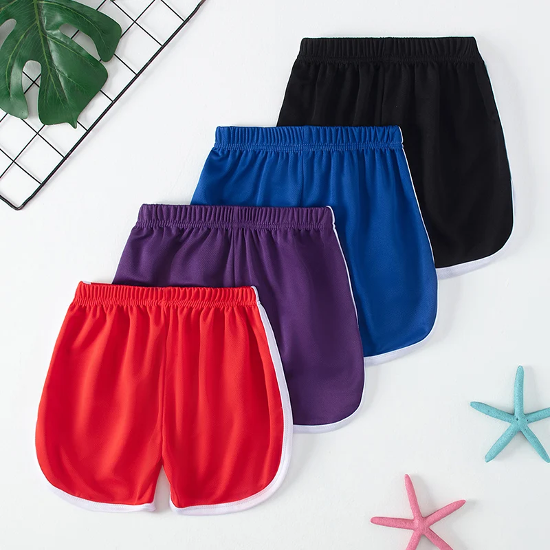 1/4Pcs Children's Summer Quick-drying Solid Color Sports Hot Pants Boys And Girls Leisure Sports Comfortable Elastic Waist Short 2