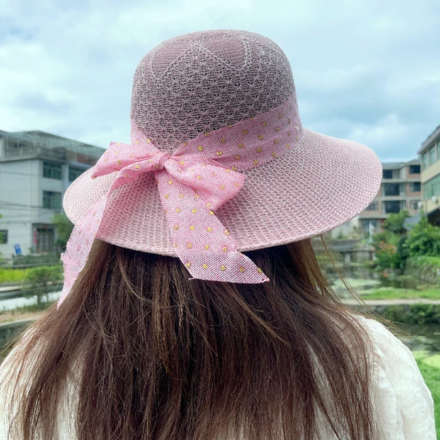 Summer Bowknot Ribbon Outdoor Sun Hats Girls Wide Brim Straw Hat Ladies  Panama Caps Sun Protection Hats For Women Sun Caps New - Sun Hats -  AliExpress