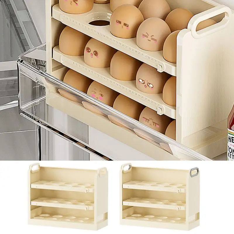 

Egg Storage Box Large Capacity Space Saving Egg Tray Dispenser Food-grade Kitchen Countertop for Refrigerator Storage Box