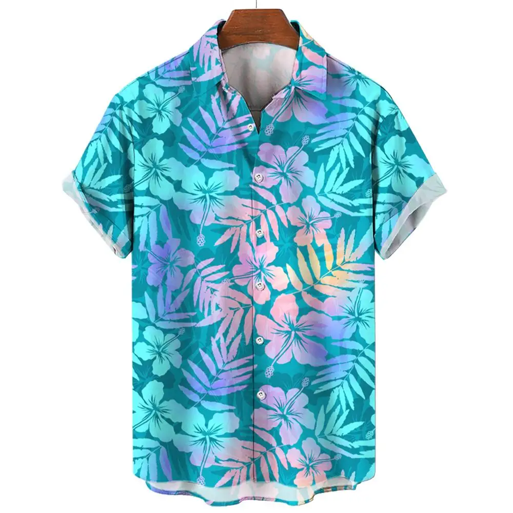 Men's Shirt Summer New Hawaiian Shirt Casual Shirt Beach Shirt Short Sleeve Flower Plant Lapel Hawaiian Holiday Clothing Apparel 4