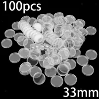 100Pcs 33mm Transparency Round Plastic Coin Holders Capsules Container Storage Case Box Coins Collection High Quality Durable 1