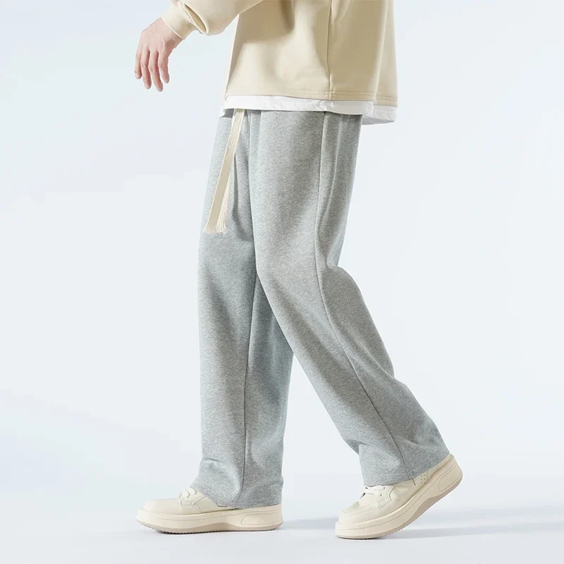 Wide Leg Pants Wide Leg Sweatpants New Cotton Fabric Men's Casual Pants Wide Leg Straight Loose Outdoor Sweatpants Neutral High-quality Soft Long Baggy Trousers
