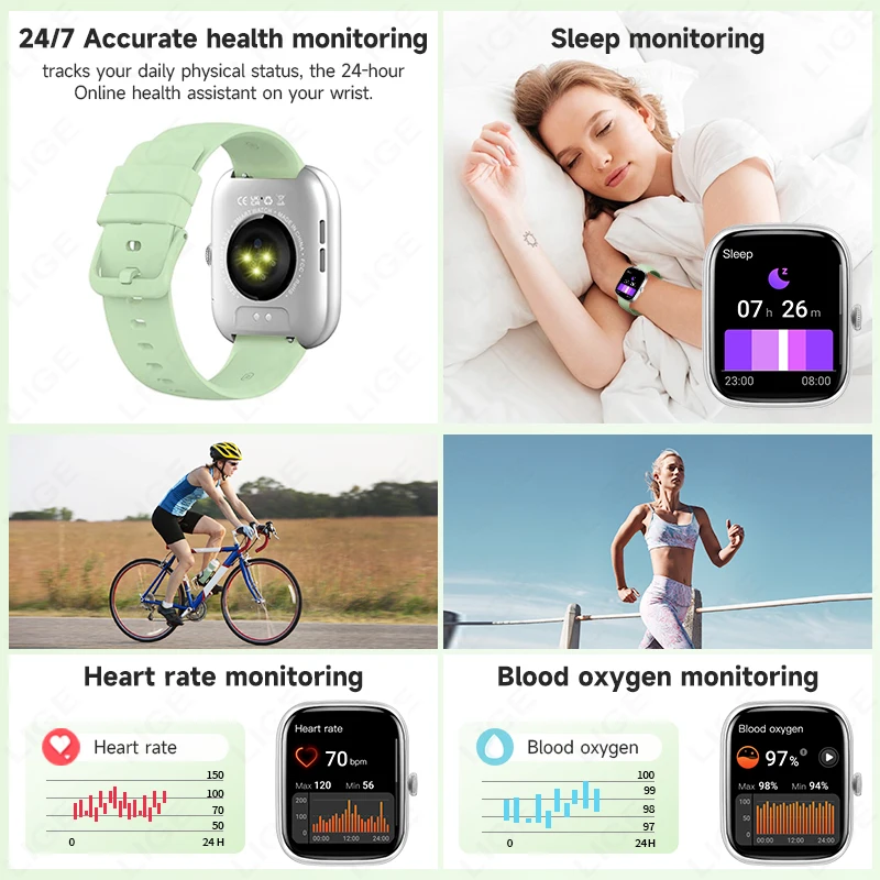 LIGE reloj mujer Smart Watch Answer Make Call Message Sport Calories Watches Health Monitor Weather Forecast Clock For Men Women