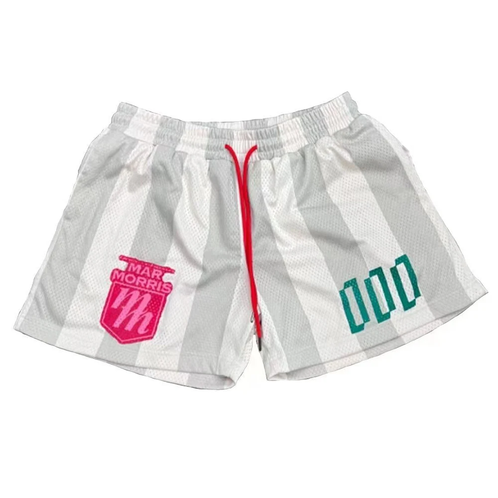 Men's Summer American Street Casual Straight Shorts Striped Hiphop Fashion Loose Y2K Sports Breathable Quick-drying Shorts