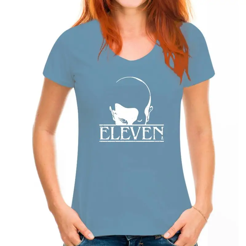 thumbnail image 1 of Stranger Style Pop Culture Things Eleven Cosplay Mens Black Size S-6XL T-Shirt, 1 of 5