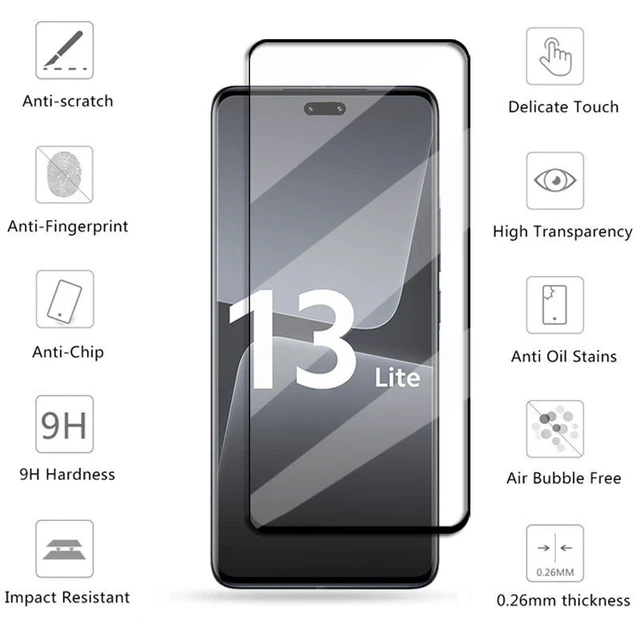 Protección de cristal templado Black Contours para Xiaomi 13T