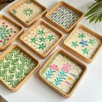 Colorful Shell Rattan Woven Tray Creative Handmade Fruit Plate Jewelry Storage Tray Home Counter Decoration 1