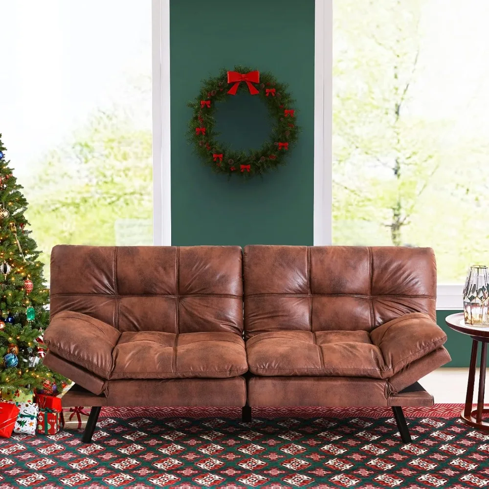 

Кровать/диван Futon из искусственной кожи с эффектом памяти, небольшой диван из искусственной кожи с отверстиями для спины и подлокотников, легко чистится