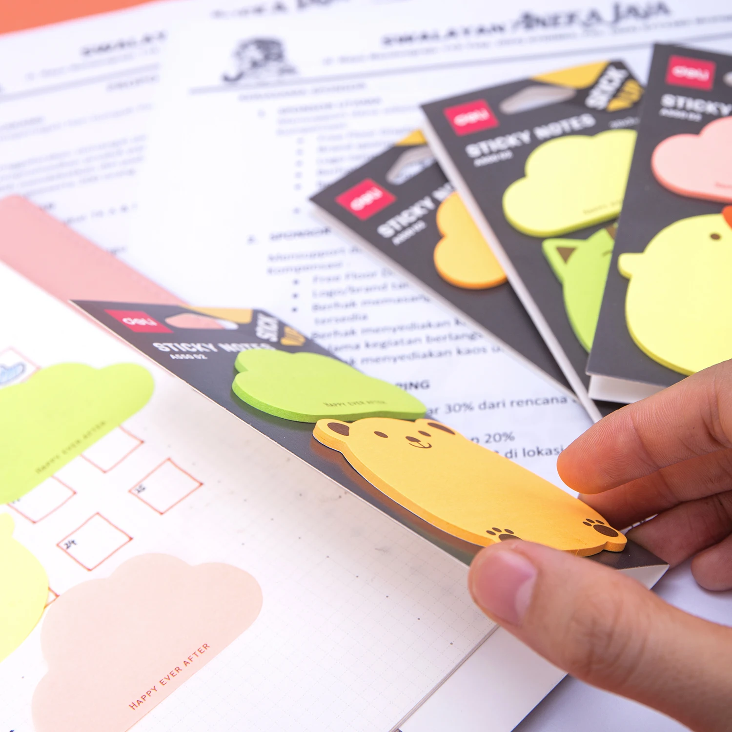 Deli Sticky Notes Cartoon Cute Colorful Animals  Memo Pad Creative Sticker School Stationery Gift Bookmark  Random Delivery 4