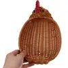 Rattan Woven Fruit Basket Cute Chicken Shaped Fruit Bread Basket Snack Tray Food Serving Basket Easter Egg Hunting Game 2