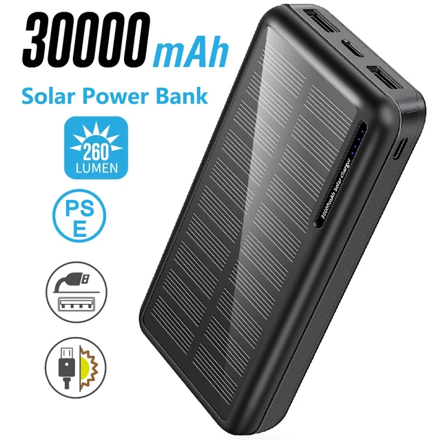 Banco de energía Solar portátil de 30000mAh, paquete de batería externa  para iPhone 13, X, Samsung, Huawei, Xiaomi - AliExpress