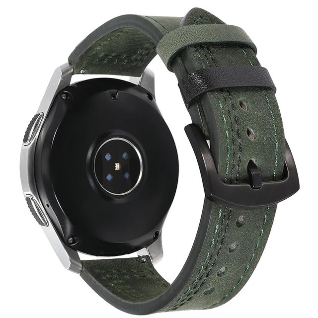 20Leather band for Samsung Galaxy watch 4/classic/Active 2 46mm/42mm/40mm/44mm for bracelet Amazfit GTS 2/3/mini 20mm 22mm strap Green 11