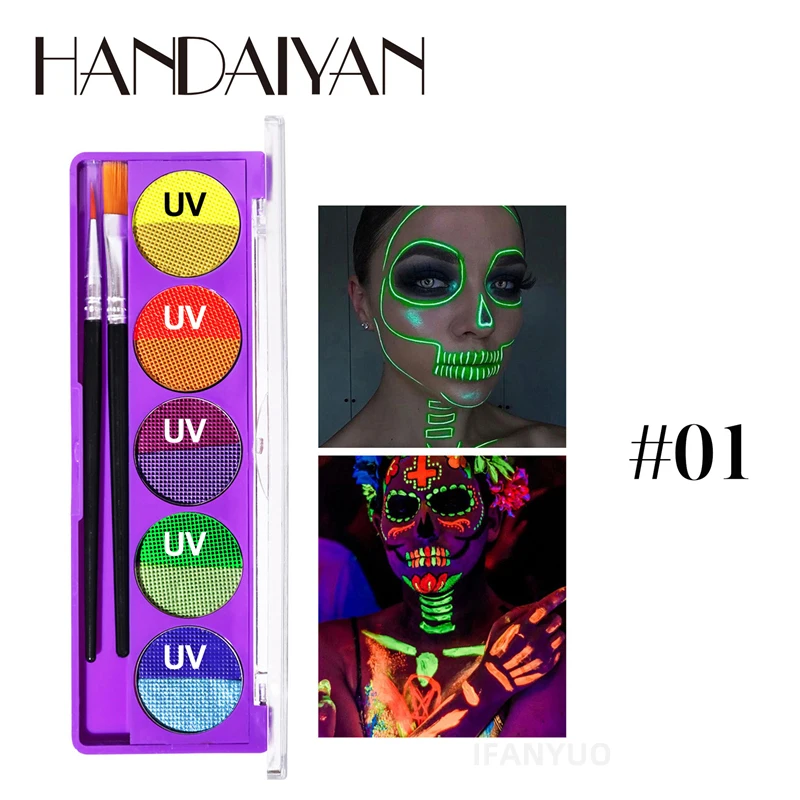  Kit de pintura corporal de 12 colores a base de aceite, paleta  de maquillaje para disfraz de Navidad, fiesta de lujo, maquillaje  profesional para pintura facial y corporal con pinceles 