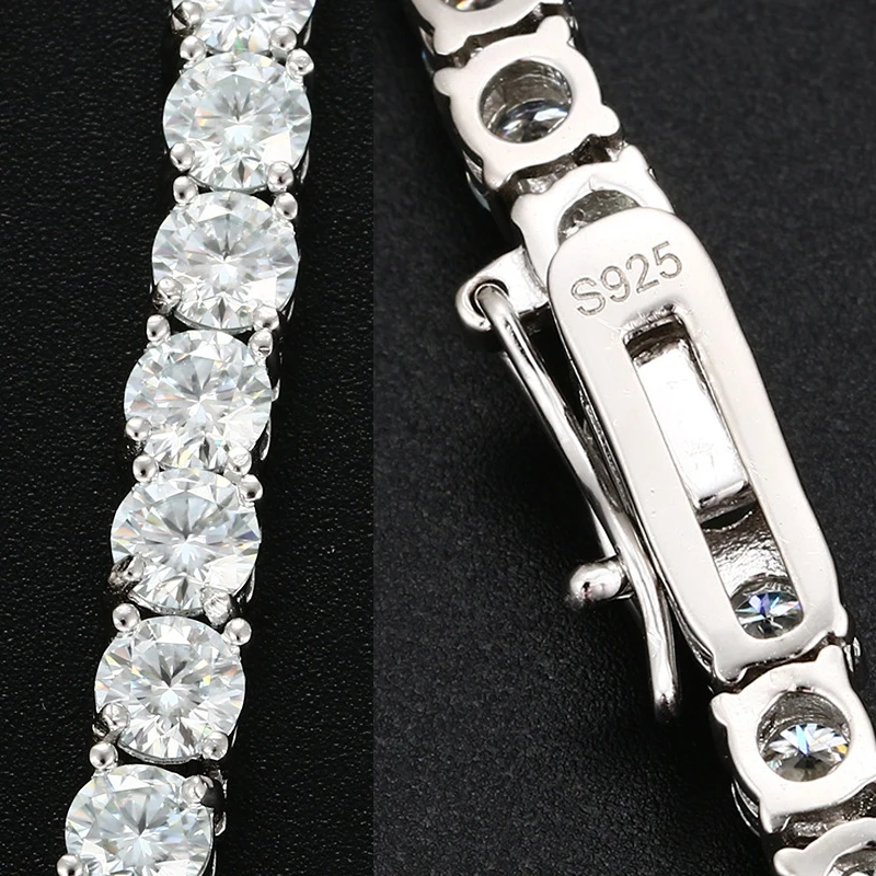 [Tennis Chain] Premium Unisex Moissanite Tennis Necklace for Men Original 925 Sterling Silver Hip Hop Tennis Bracelets for Women 3