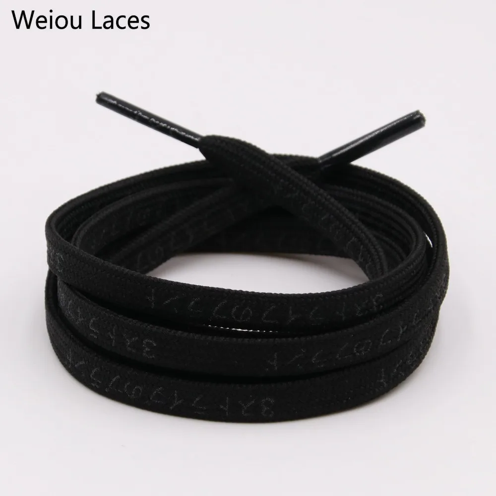 Weiou 7mm Flat Nice Letter Printing 3M Reflective Japanese Katakana Kanji Shoelaces Plastic Tips Printed Laces For Sport Shoes