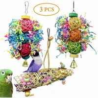 3Pcs/lot Bird Parrot Toy Set Colorful Shredder Foraging Assorted Hanging Cage Bird Chewing Rack Toys Pet Parrot Molar Bite Toy 1