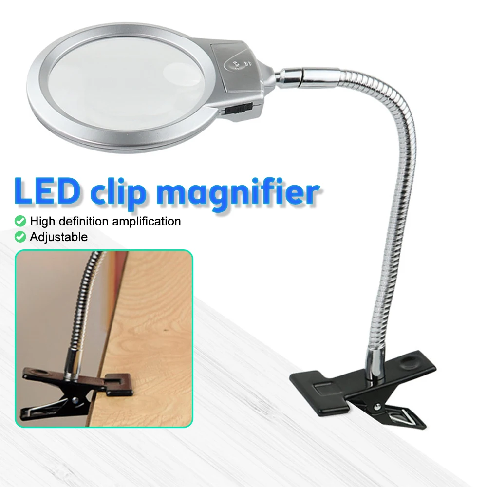 Clip Type Magnifying Glass Desk Lamp LED Reading Magnifying Glass Handheld Desktop Magnifying Glass Maintenance Mirror beauty salon makeup professional lamp led cold light lamp professional magnifying glass shadowless floor lamp beauty nail tools