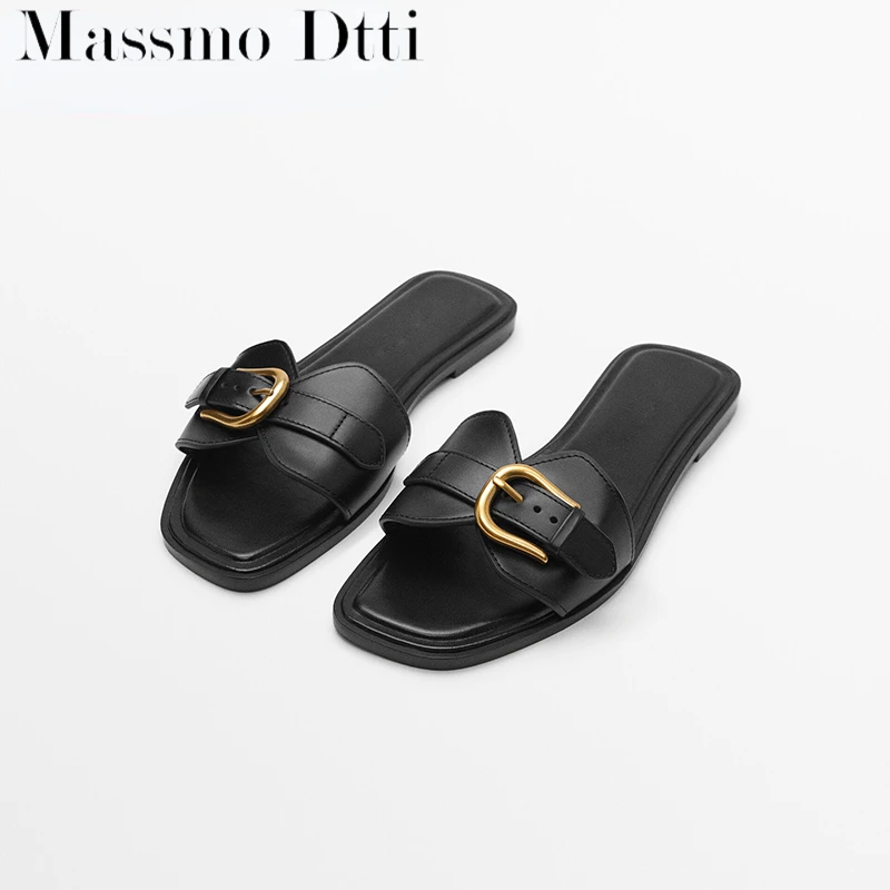 Slippers Women Leather Belts Slipper Female Fashion Leather Womens