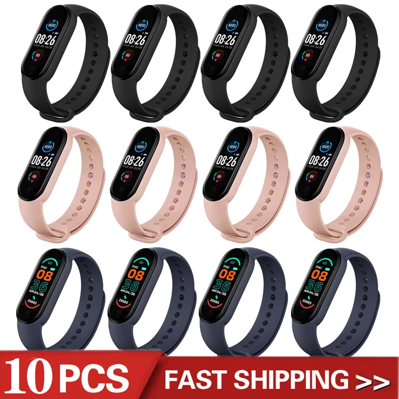 

10PCS My M6 Band 6 Smartband Men Women Wristband Fit Watch Heart Rate Blood Pressure Watch Sports Bracelet Pedometer Smartwatch