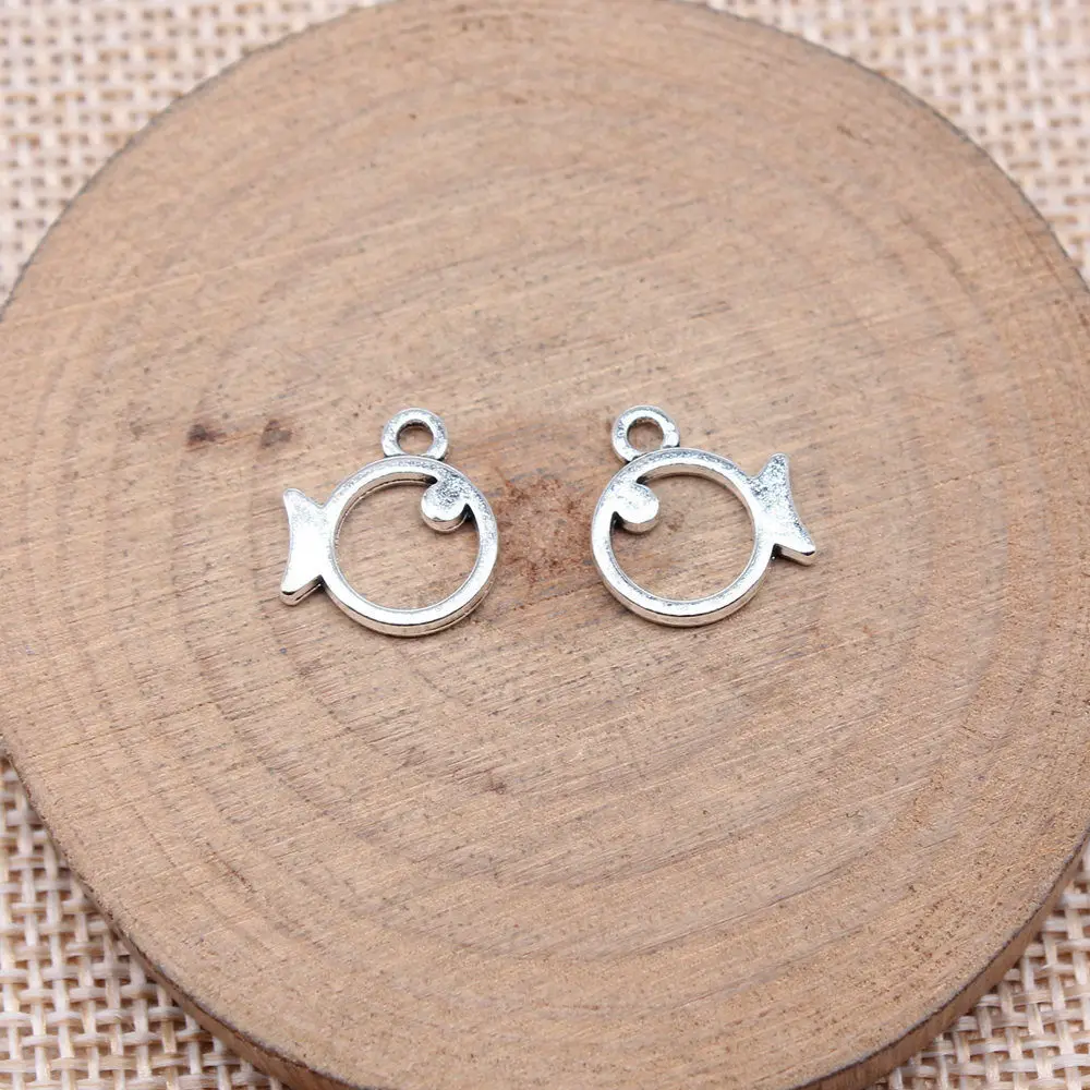 

Ornaments Simple Strokes Of Small Fish Charms Jewelry Materials 13x12mm 40pcs