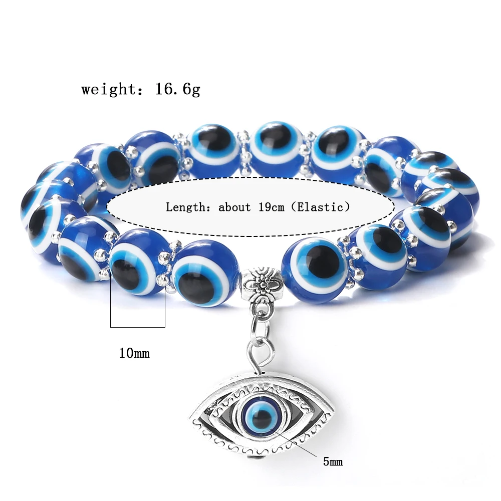 Two-Sided Blue Evil Eye Dangle Charm - Pandora-Compatible Bead For Bracelets (5mm Hole) - View #6