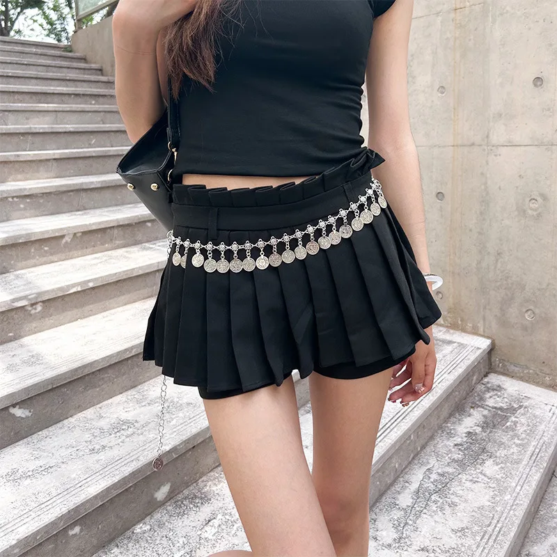 WW 에스닉 스타일 메탈 허리 체인 새로운 여름 액세서리 한국 버전 다용도 얇은 벨트 드레스와 함께 착용