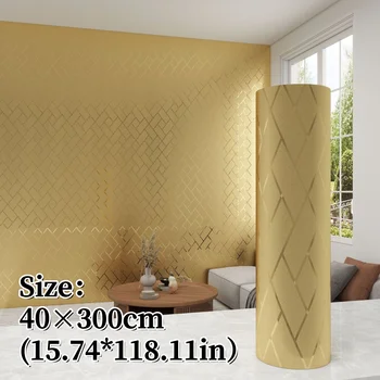 แผ่นผนังพีวีซีแบบลอกและติดสำหรับการปรับปรุงห้องนอน/ห้องนั่งเล่น กันน้ำ โฟมเมทัลลิก วอลเปเปอร์แบบมีกาวในตัว ตกแต่งบ้าน 10