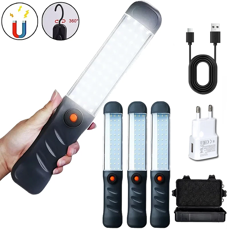 Rechargeable LED Work Light with Magnetic Base and Hanging Hook - Versatile 3-Mode Floodlight for Repair and Outdoor Use