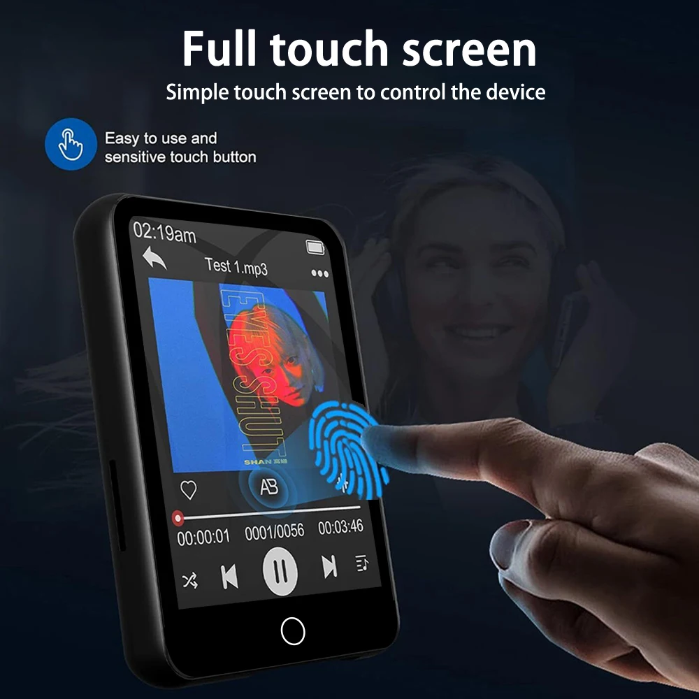 2.5'' MP3 Music Player Bluetooth 5.0 Full Screen External Playback Compact Portable Metal FM/E-book/Recorder music player,mini media player