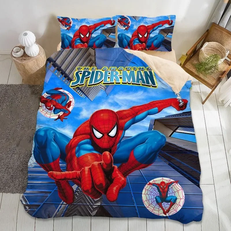 

Marvel Spider-Man cartoon animation crystal velvet 4-piece set of Avengers Alliance student three-piece set of trendy bedding