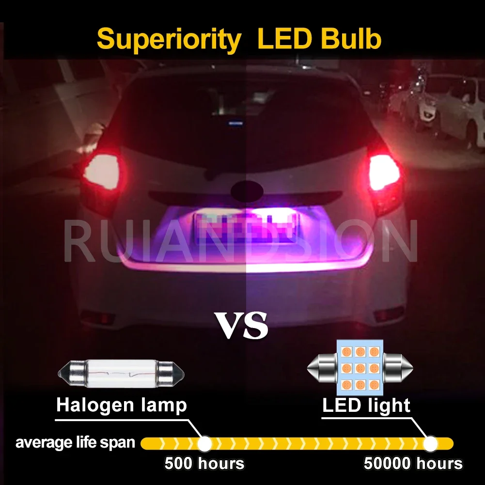 Ruiandsion 31MM C5W LED Car Light 3030 9SMD for car Interior Reading Light Dome Lamp License Plate Uitraviolet 12V 2/10Pcs