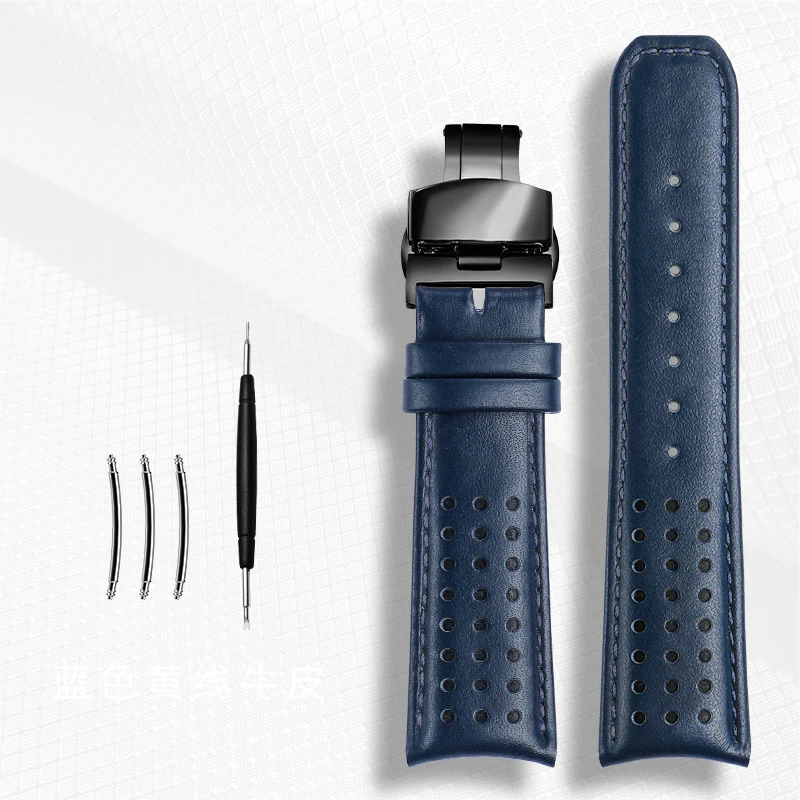 Premium Genuine Leather Watchband with Curved Ends – Classic Bracelet Strap in 22mm and 23mm