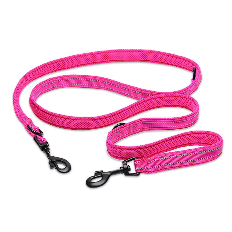 Dog Reflective Leash 7 In 1 Muti-Functional Hand Free Traction Rope Suitable For 2 Dogs Adjustable Pets Training Walking Lead