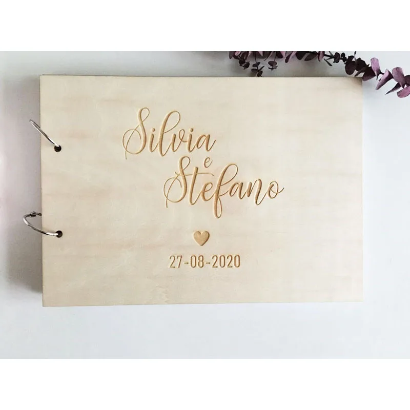 Wedding Guestbook Guest Book Personalized Wooden Wedding Guest Book Engraved Rustic Album