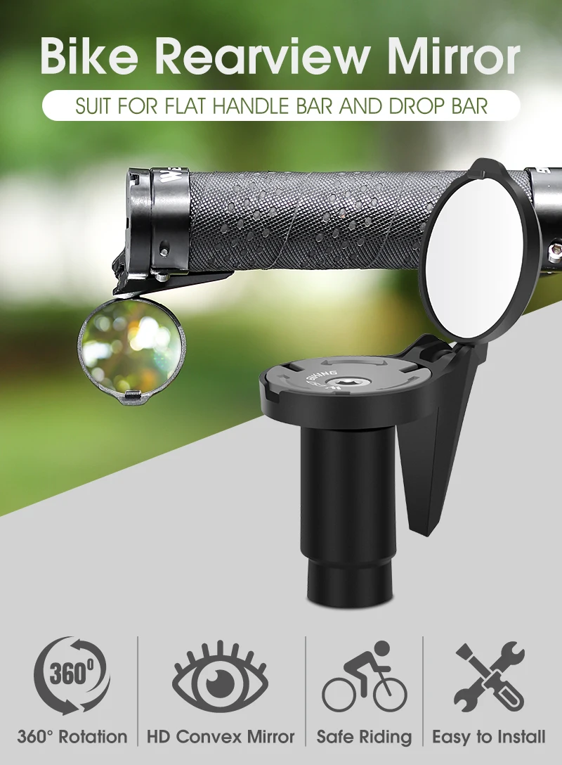 Description Picture 2 of itemWEST BIKING Bicycle Rearview Mirror Universal Adjustable Convex Mirrors Rotate Handlebar End Mirror MTB Road Bike Accessories