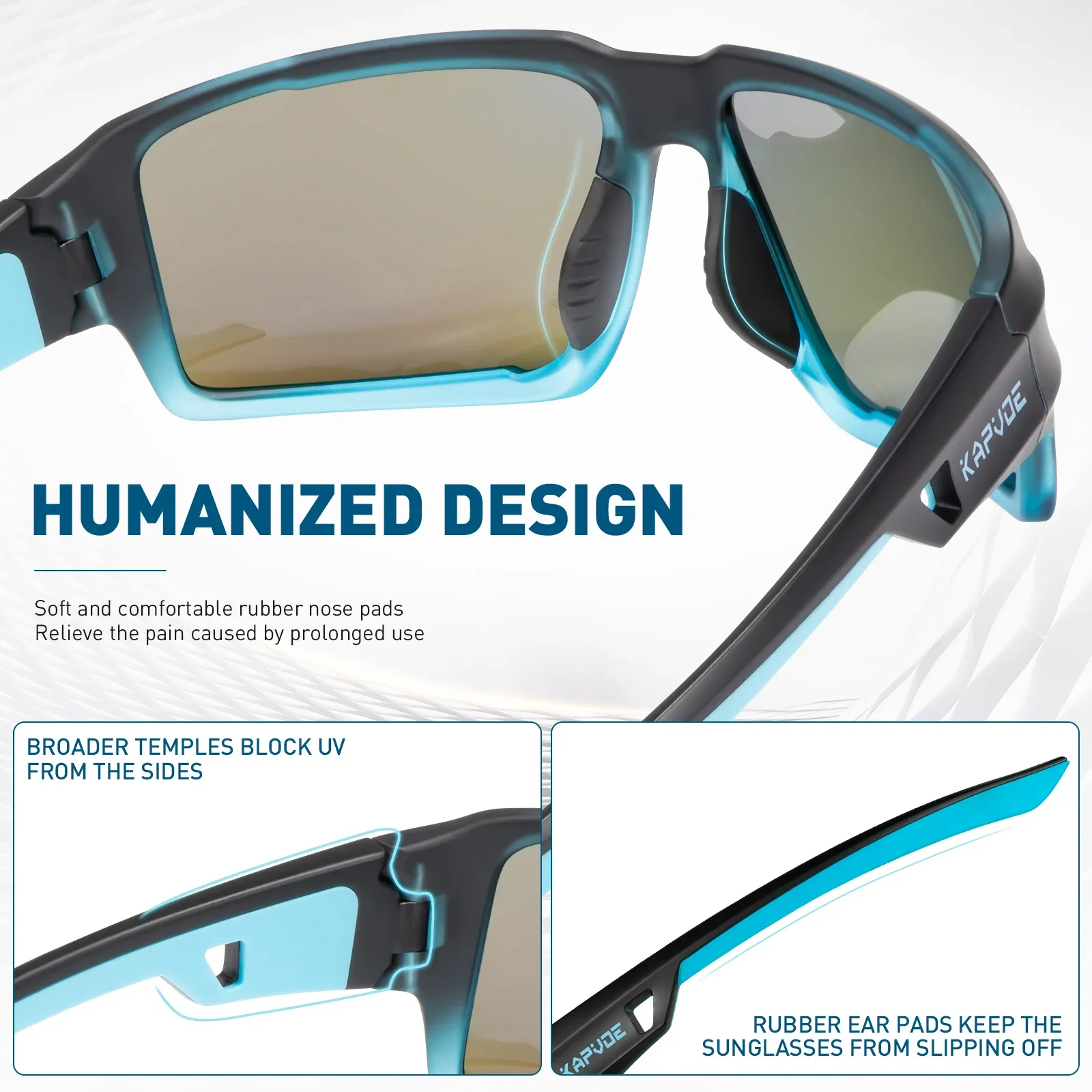 Kapvoe Men Polarized Fishing Sunglasses Fashion Cool Glasses Sports Cycling Bicycle Eyewear for Bike UV400 MTB Road Driving