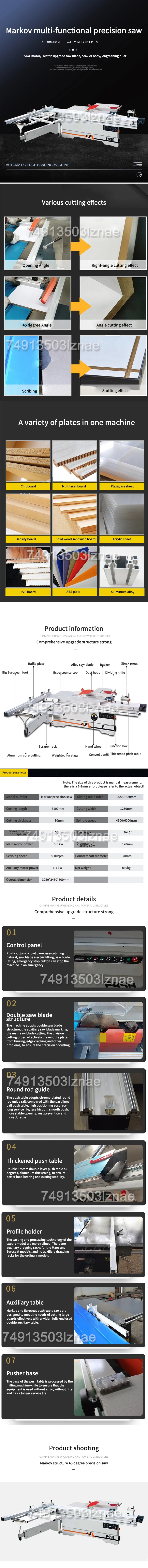 MJ6132 Multifunction Woodworking Sliding Table Saw Cnc Precision Panel Cutting S