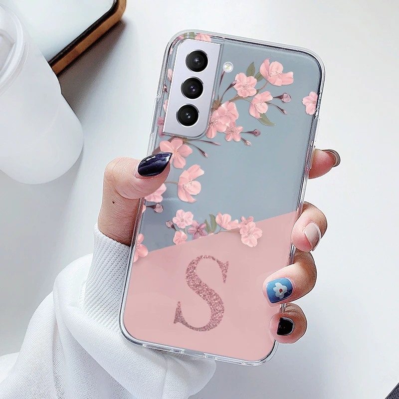 thumbnail image 1 of Funda trasera para Samsung Galaxy S22 S 22 Plus S22 Ultra S22 +, carcasa suave y delgada de lujo con letras de A-Z, transparente, parachoques, 1 of 5