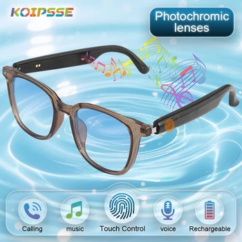 Occhiali Smart KOIPSSE: Tecnologia Nera di Alta Gamma, Multifunzione, Doppi Altoparlanti, Doppio Touch, Effetto Sonoro HIFI, Lenti a Colore Variabile