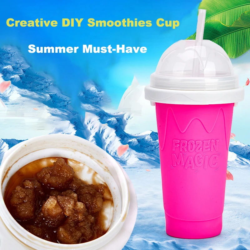 Slushy Maker Cup,Slushy Maker Squeeze Cup,Quick Frozen Smoothies Cups Frozen Magic Cup,Summer Juice Ice Cream Cup,DIY Homemade Smoothie Cups